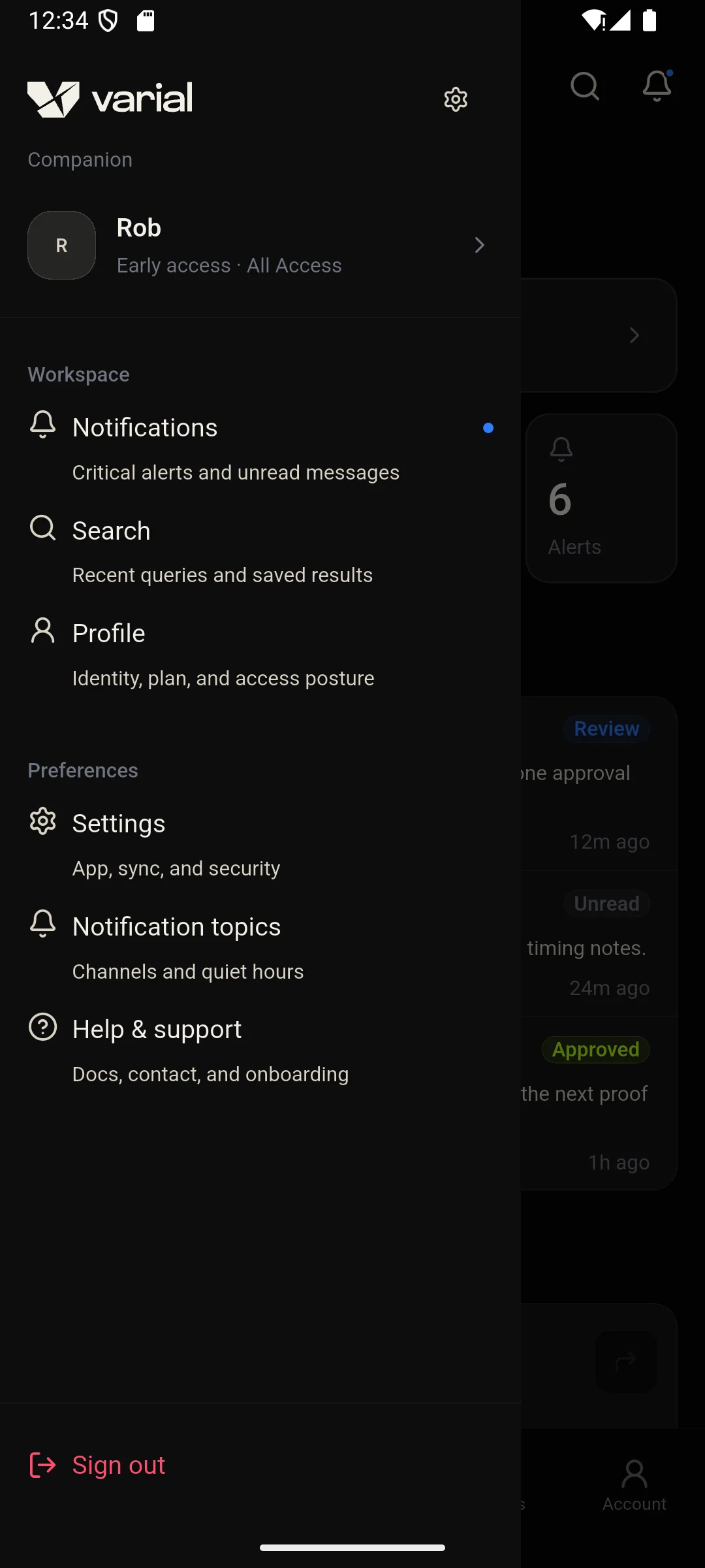 Signal menu