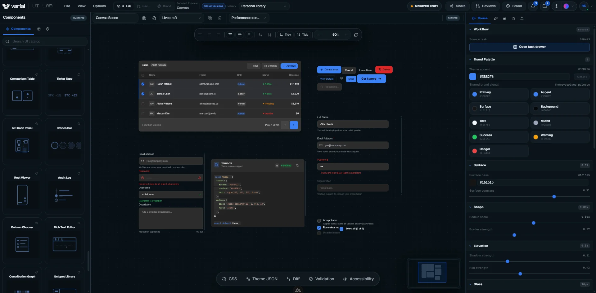 Varial UI component lab