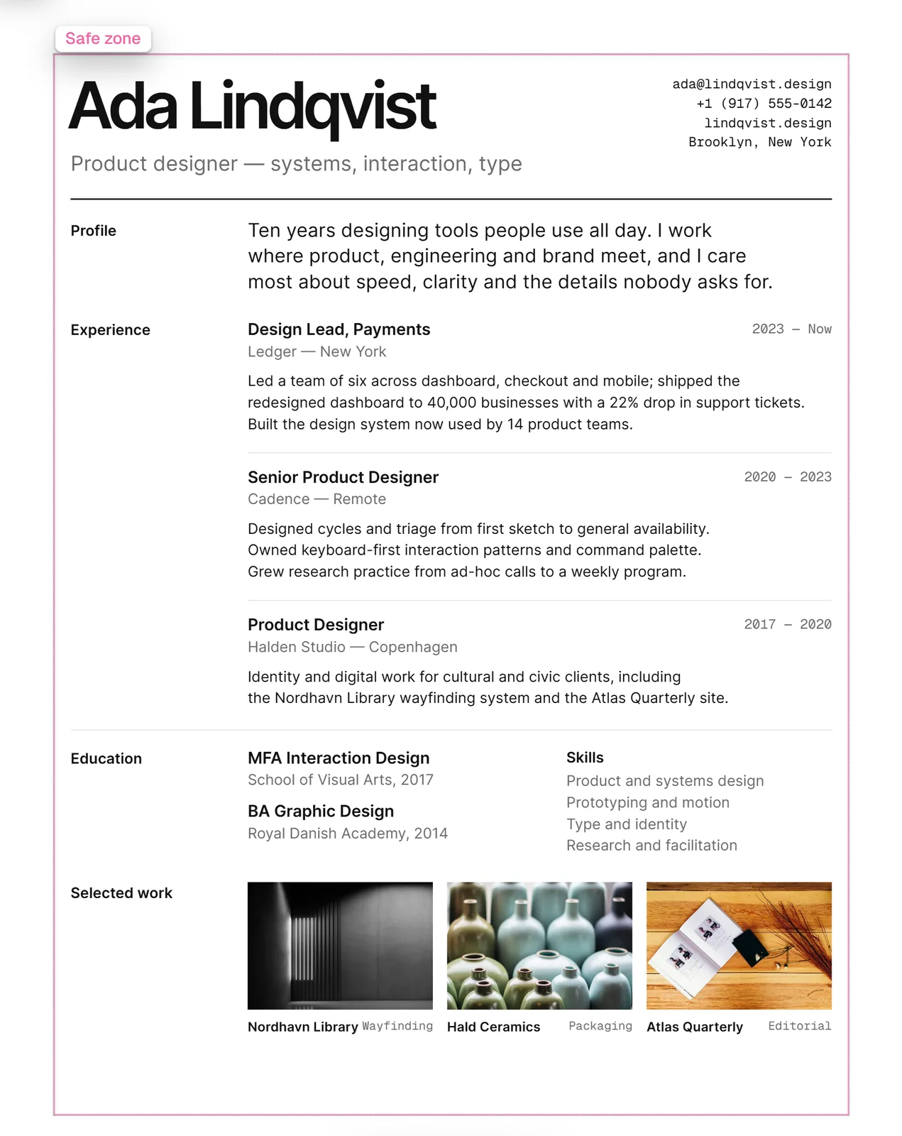 Ada Lindqvist, Résumé