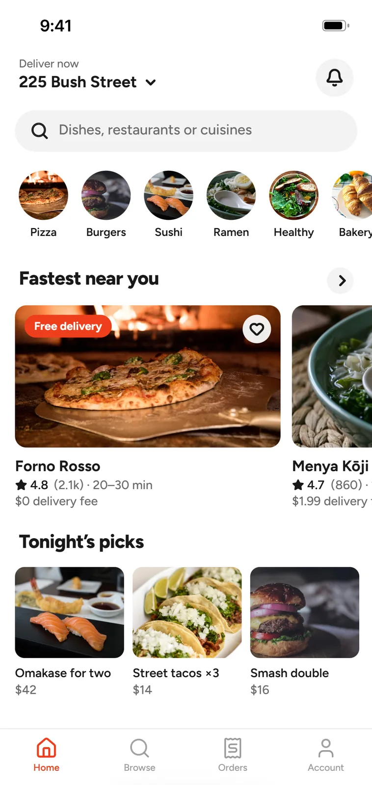 Forno, Food delivery app