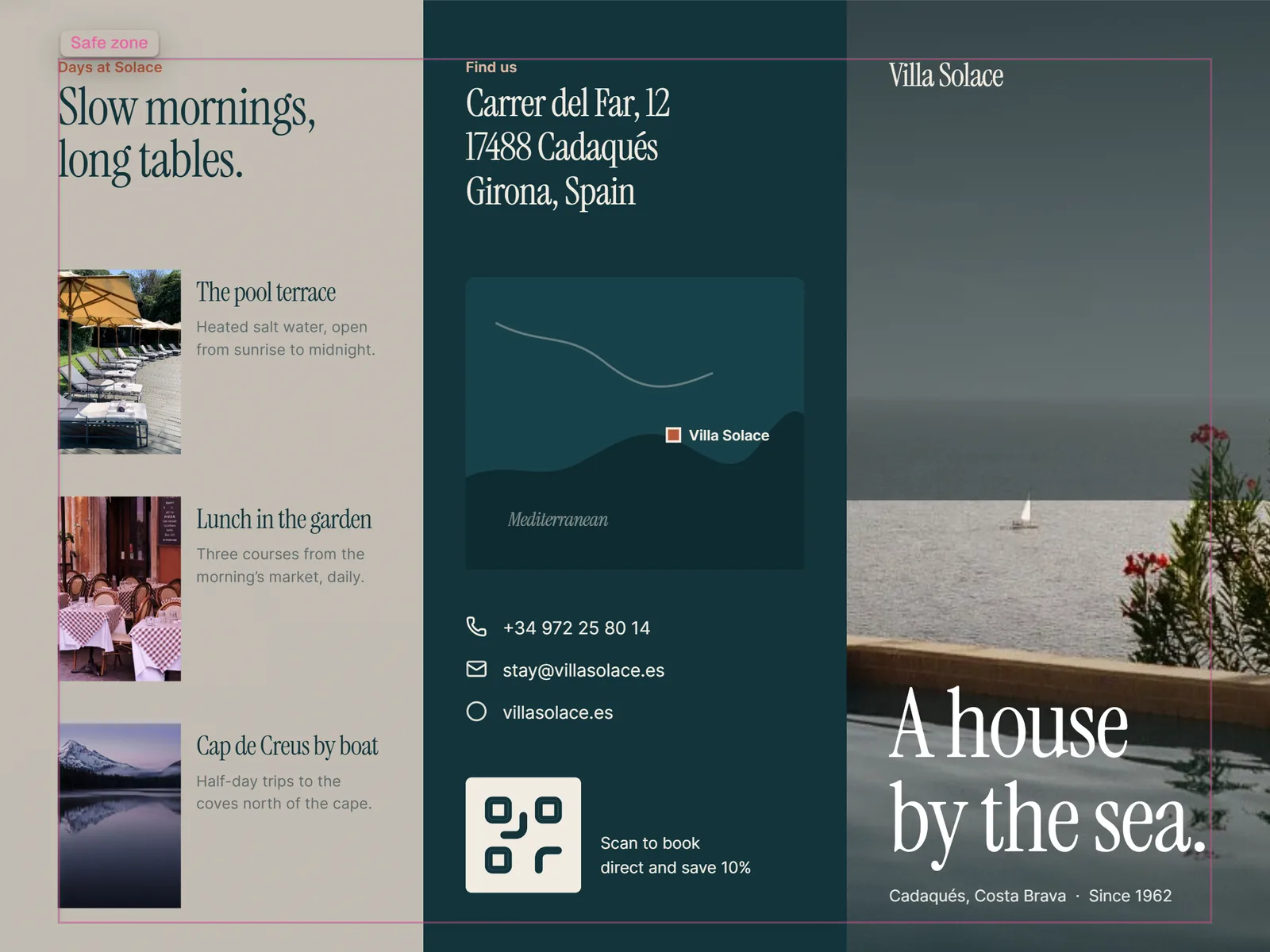 Villa Solace, Tri-fold brochure